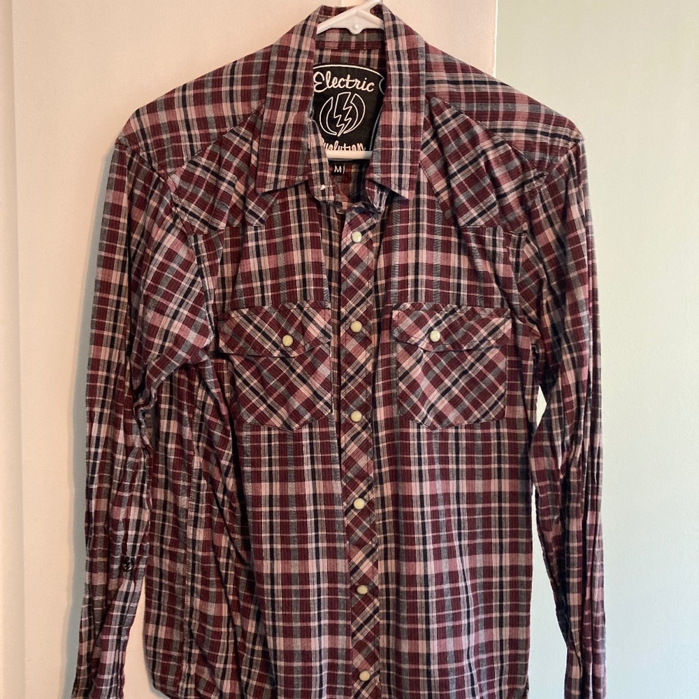 Electric Evolution plaid long sleeve snap shirt - Men's M